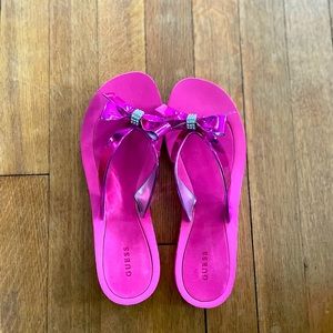 Guess Hot Pink sandals with bow size 7